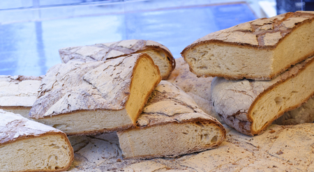 italian bread in a market in la speziaの写真素材