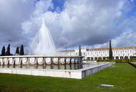 The Jeronimos Monastery or Hieronymites Monastery is located in Lisbon, Portugalの写真素材