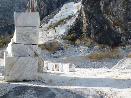 marble quarry in marina di carrara italyの写真素材