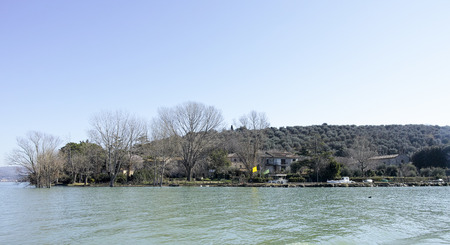 Isola Maggiore on Lake Trasimeno in Umbria, Italyの写真素材