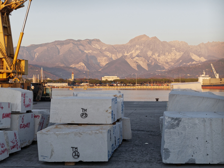 photo of marina di carrara harbour in italyの写真素材
