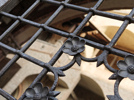 Italian medieval yard - Bologna, Palazzo del podestÃ  in Bolognaの写真素材