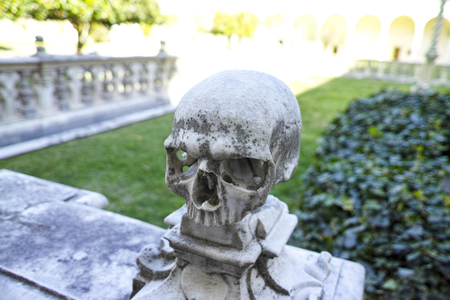 Skull : Marble sculpture in the Charterhouse of San Martino in Naples , italyの写真素材