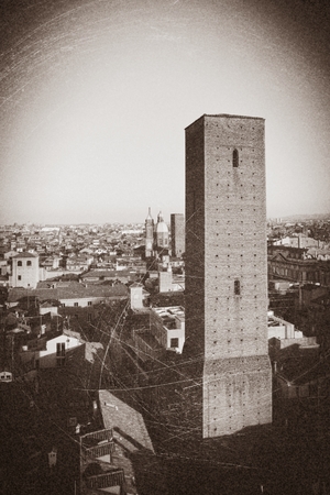 aerial view of bologna take from San Pietro Churchの写真素材