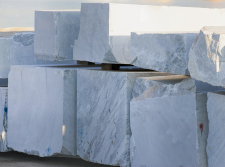 detail of marble block in the harbour of marina di carrara in italyの写真素材