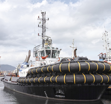 detail of tug boat in the gulf of la spezia