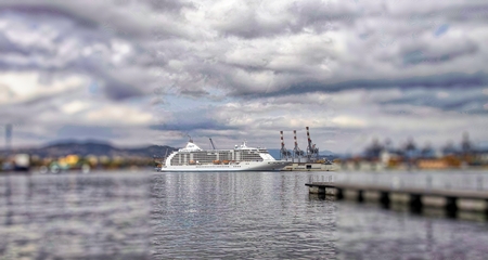 white cruise ship in the gulf of naples