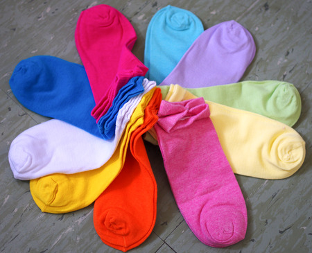 detail of colored socks in my houseの写真素材