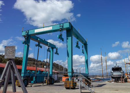 big travel lift in the harbour of le grazie,italyの写真素材