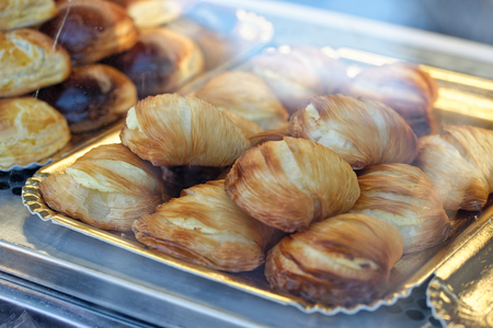 typical napoletan cake in a market , italy