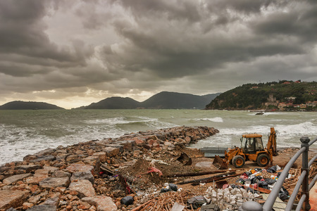 destroy in la spezia after a big storm in la venere beach
