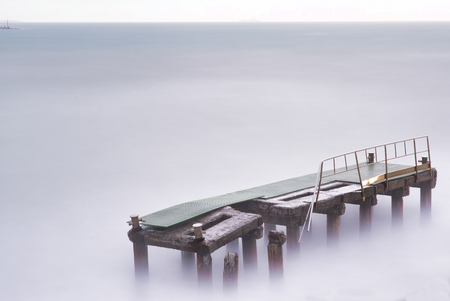 Long exposure of meditteranean sea in la mspezia gulfの写真素材