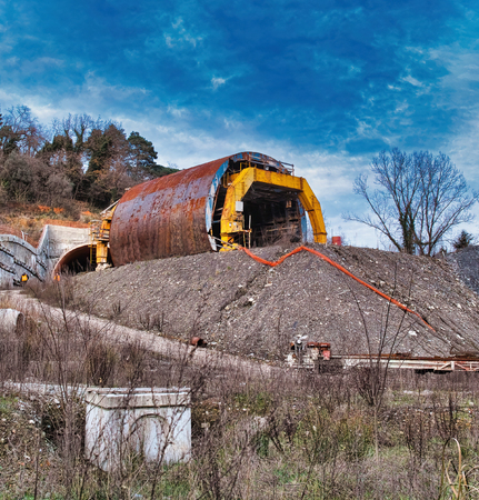 Working on the tunnel. Tunnel construction site