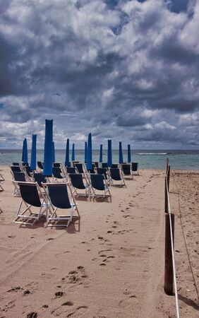 Picturesque view on Italian sandy beach Marina di Vecchiano nearby Pisa, Tuscany  Italyの写真素材
