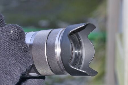 detail of grey photocamera lens