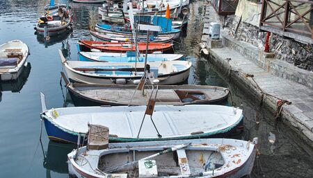 detail of boat in camogli harbourの写真素材
