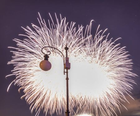 fireworks in a summer day nightの写真素材