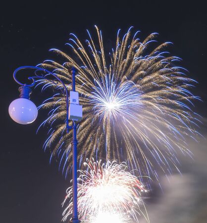 fireworks in a summer day nightの写真素材