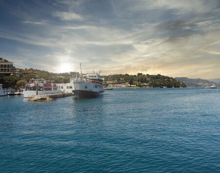 detail of ferry boat mooring in portovenereの写真素材