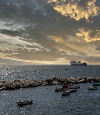 very nice view of naples gulf , in italyの写真素材