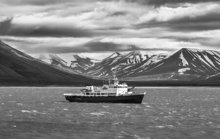 Summer in the Arctic sea Spitsbergen islandの写真素材
