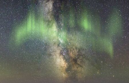 view of northern lights in north europeの写真素材
