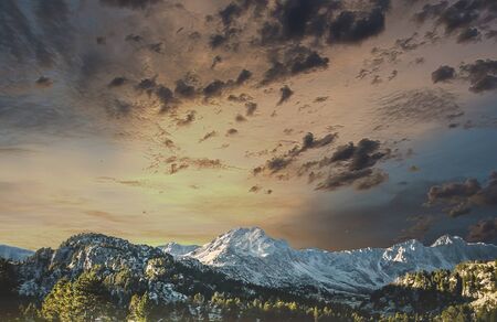 mountain landscape during sunsetの写真素材
