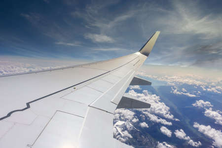 aerial view of land take from airplaneの写真素材