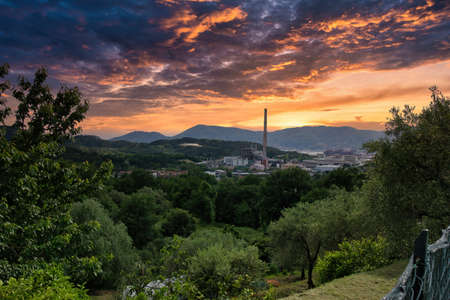 aerial view of la spezia a beautiful town in italyの写真素材