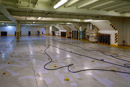 detail of a deck inside a big roro ship