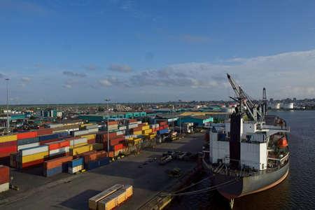very nice view of monrovia harbor in liberia