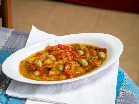 sliced roasted pepper in my houseの写真素材