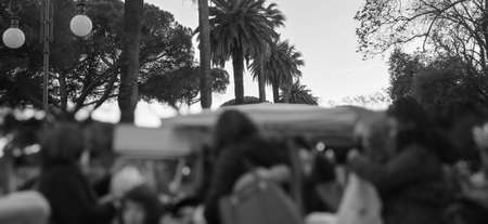 outdoor city market in la speziaの写真素材