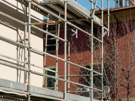 green scaffolding in the town of salerno