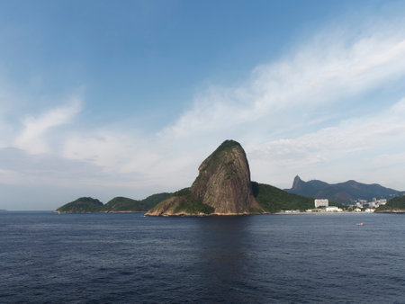 Profile View of the Sugarloaf Mountain Above Guanabara Bay in Rio de Janeiro, Brazilの写真素材