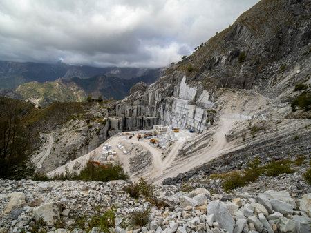 very nice view of massa marble quarryの写真素材