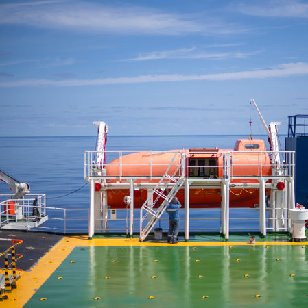 Lifeboat in offshore, rescue boat or rescue team in the sea.の写真素材