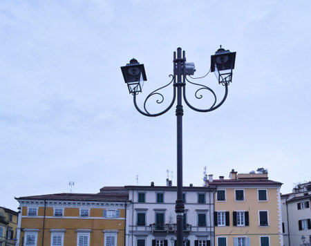detail of building in sarzana la Speziaの写真素材