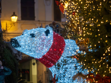 christmas decoration in sarzana, italyの写真素材