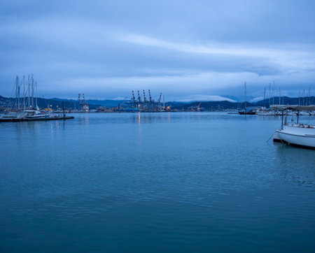 very nice view of La Spezia Gulf in winter timeの写真素材