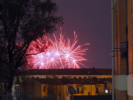 Fireworks in the new year festivalの写真素材
