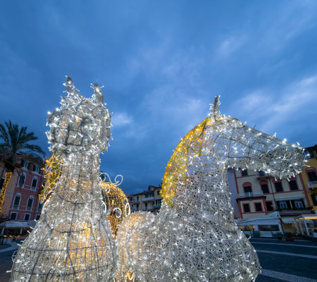 Christmas decoration in Lerici a little village near La Speziaの写真素材