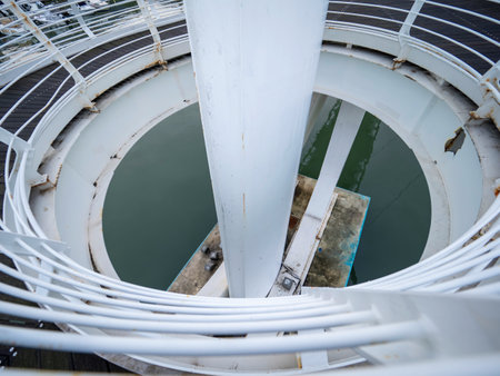 detail of suspension bridge in the town of la Speziaの写真素材