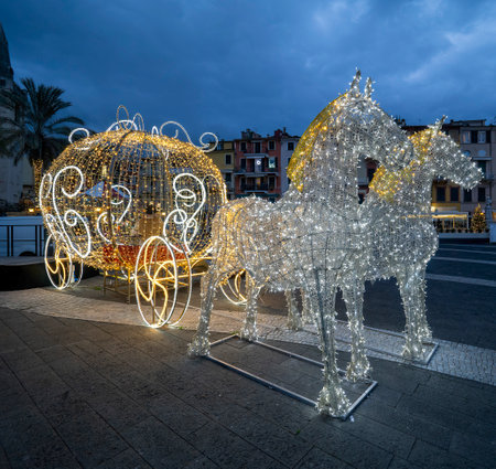 Christmas decoration in Lerici a little village near La Speziaの写真素材