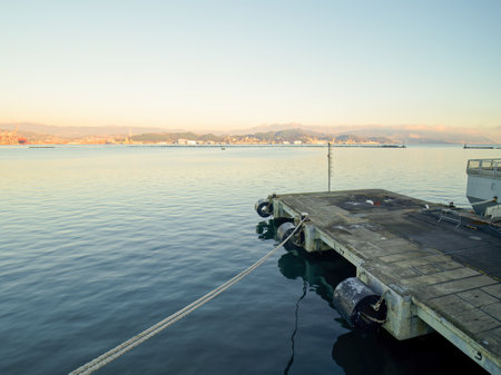 detail of a pier in the gulf of la Speziaの写真素材