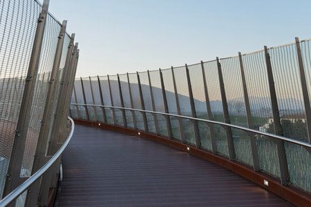The footbridge over the highway. Luni. Liguria. Italy. Luni is a comune in the province of La Spezia, in the easternmost end of the Liguria region of northern Italy; it was founded by the Romans as Lunaの写真素材