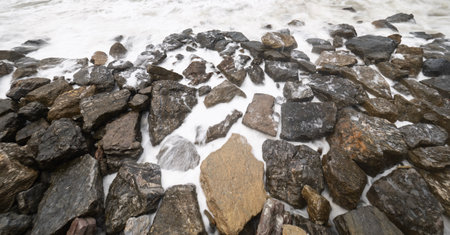 Long exposure shot of the sea in Venere Azzura beach in Lericiの写真素材