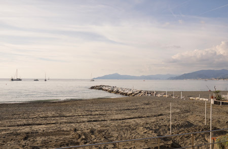 Wave on the beach Sestri Levante Liguria Italyの写真素材