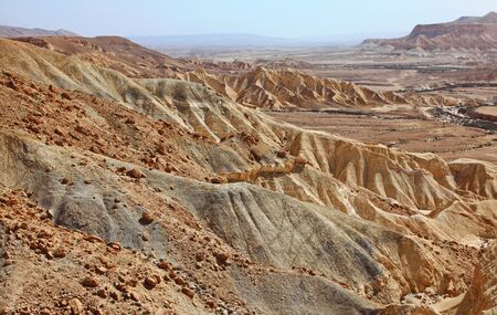 Machtesh Ramon - erosion crater in the Negev desert, the most picturesque natural landmark of Israel .? Unearthly landscapes, geological phenomena, absolute silence.の写真素材