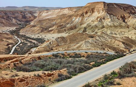 Machtesh Ramon - erosion crater in the Negev desert, the most picturesque natural landmark of Israel .? Unearthly landscapes, geological phenomena, absolute silence.の写真素材